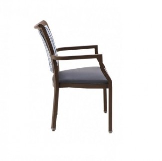 Holsag Bentley Stacking Faux Wood Hospitality Arm Chair - Side View